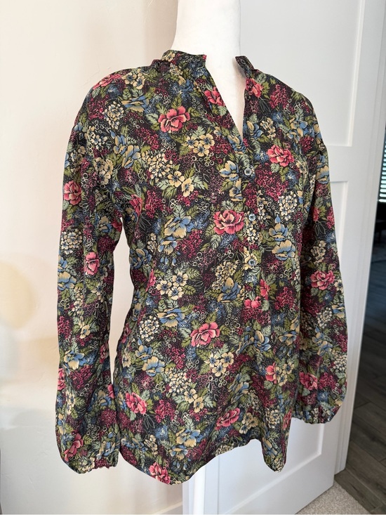 French Accent Tops - Vintage 80’s Floral Peasant Blouse
